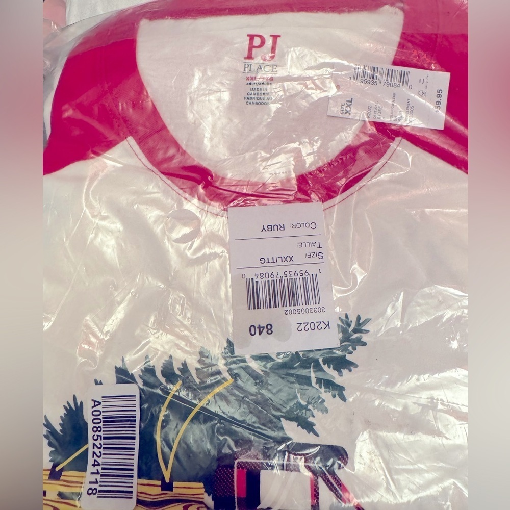 BNWT- PJ Place Unisex Merry Christmas pajama set. Blk/Red Buffalo print pants. - Picture 2 of 2